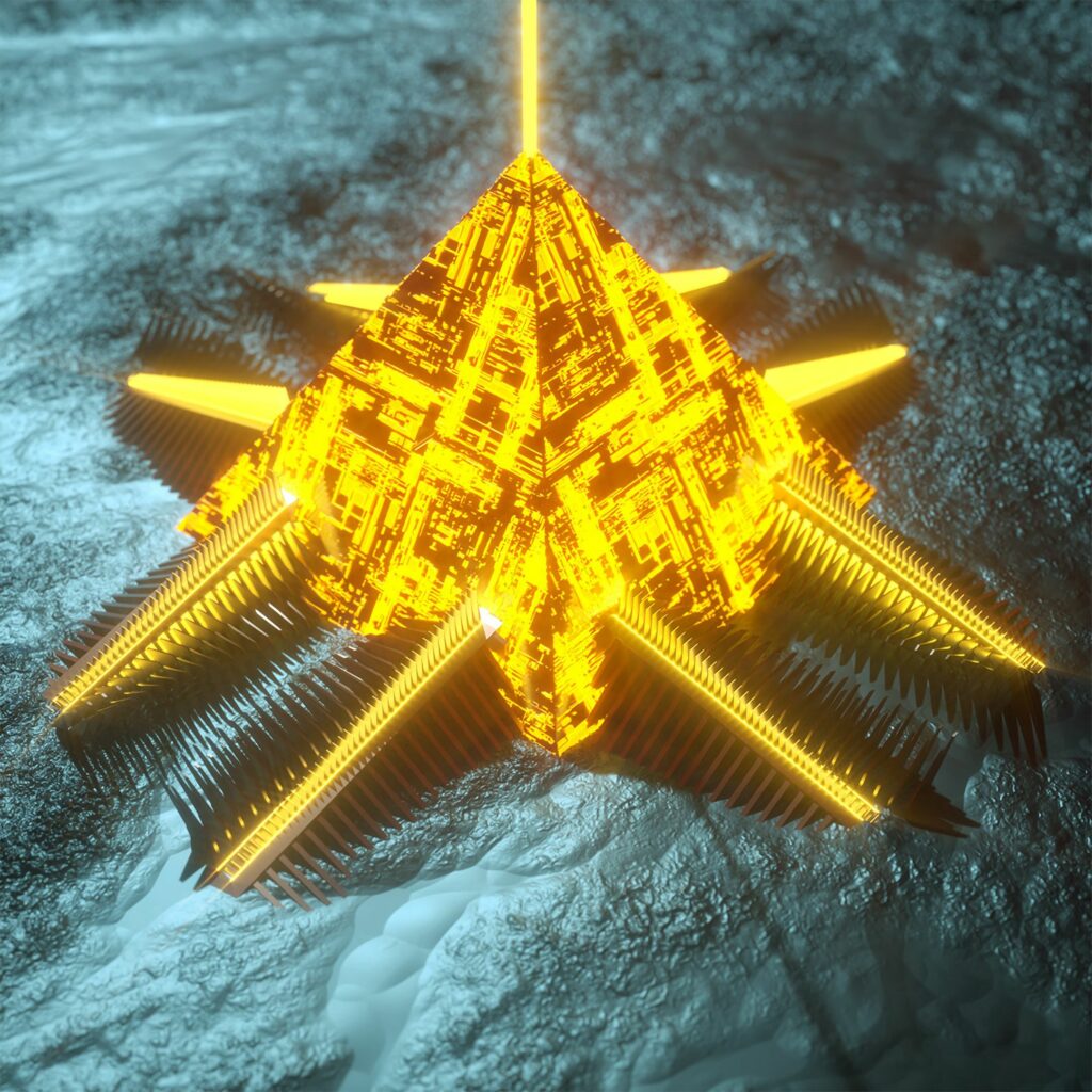 Stunning 2160x2160 Neon Pyramid Wallpaper with Textured Background