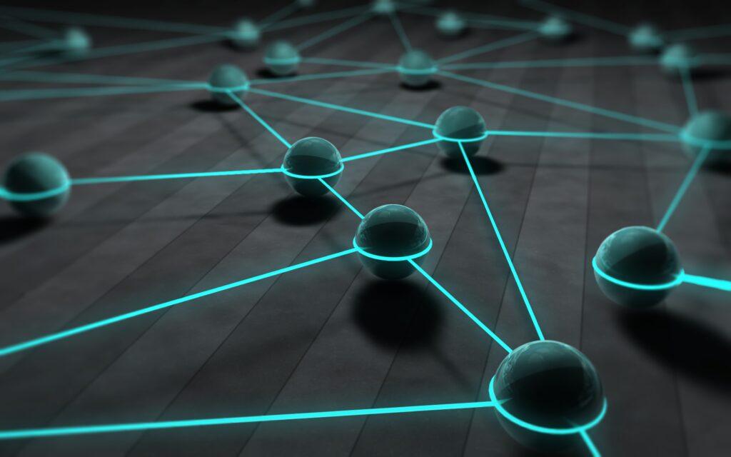 Futuristic 3D Glossy Sphere Network Wallpaper - High-Tech Background