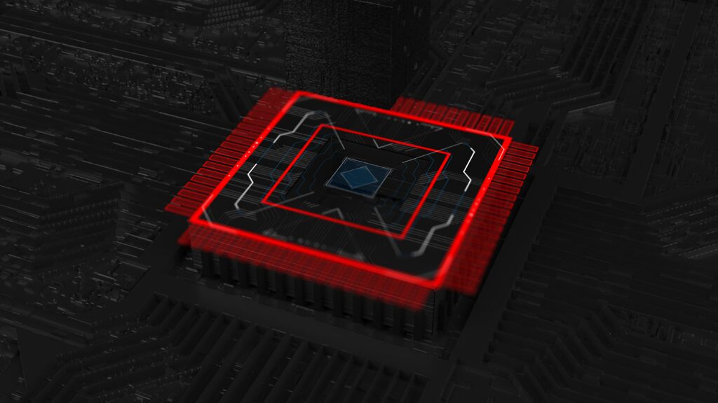 Futuristic 3D Processor Chip Wallpaper - High-Res Dark Design