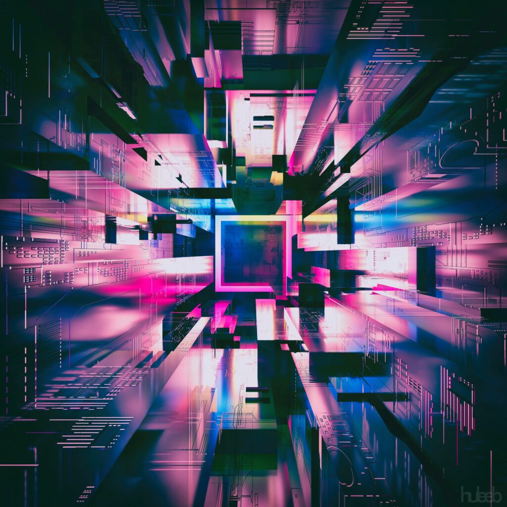 Futuristic 3D Purple Squares Wallpaper - Vibrant Geometric Background