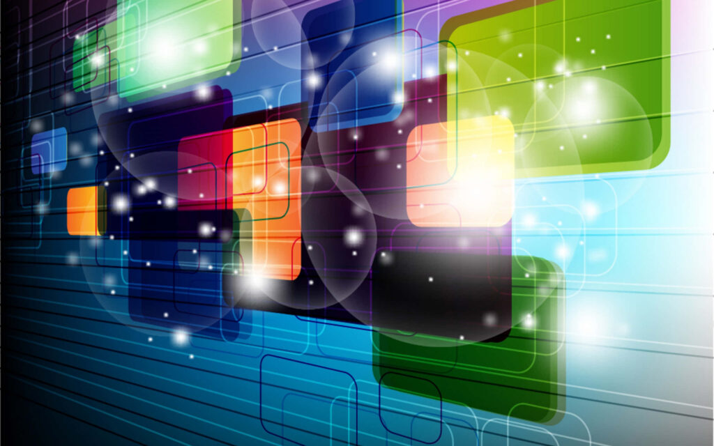 Vibrant 3D Tech Wallpaper: Colorful Geometric Shapes & Futuristic Design