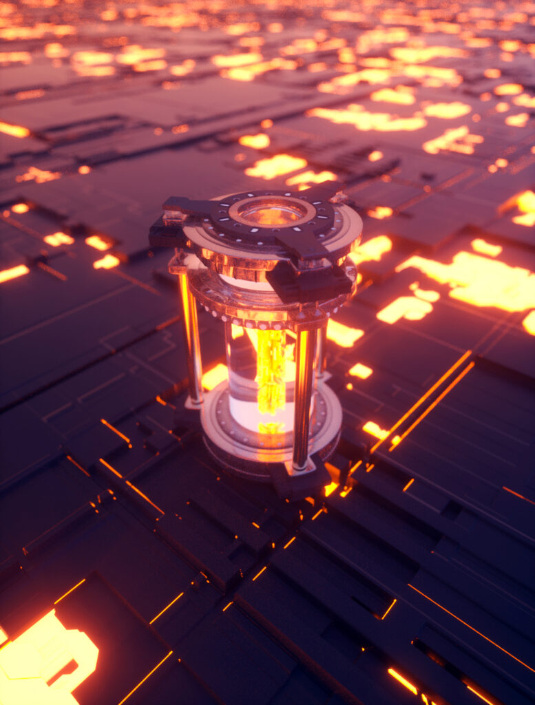 Futuristic 3D Transistor Wallpaper with Circuit Patterns - 1512x1992
