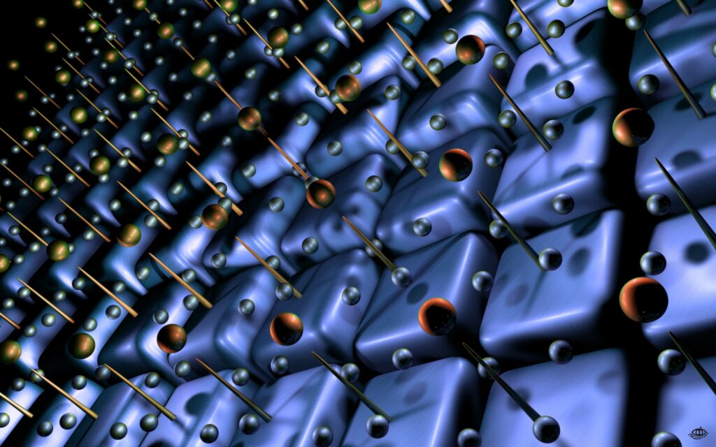 Futuristic 3D Wallpaper: Blue Cubes & Metallic Spheres Background
