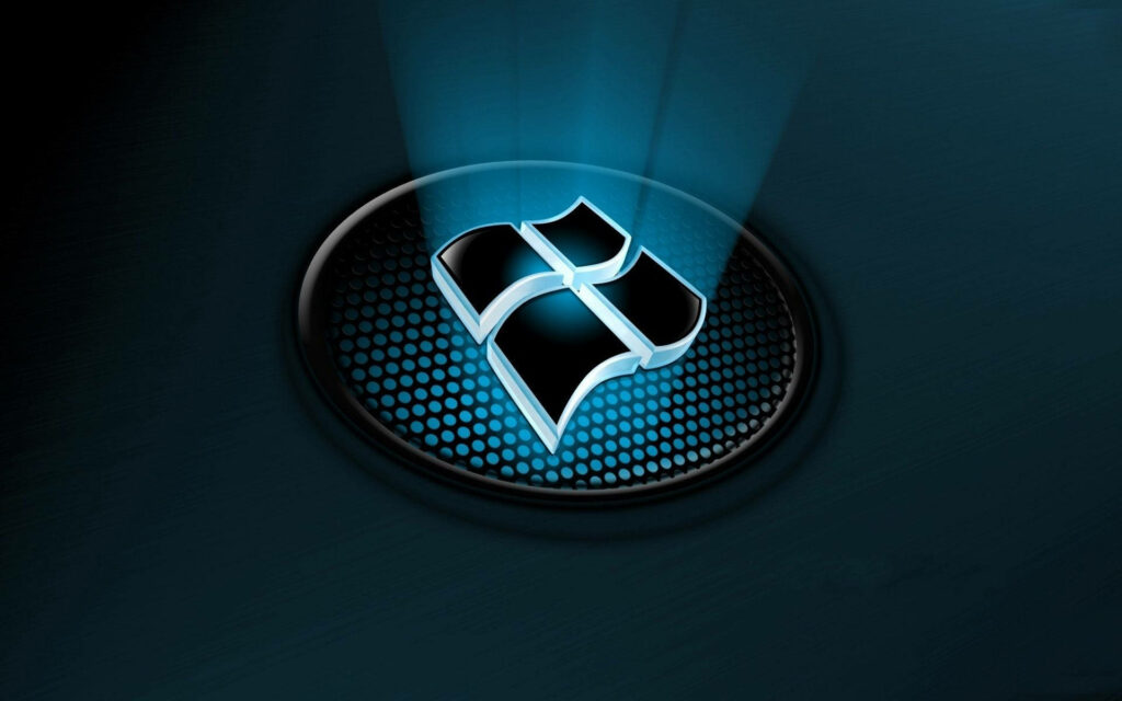 Futuristic 3D Windows Logo Wallpaper with Illuminated Blue Beams