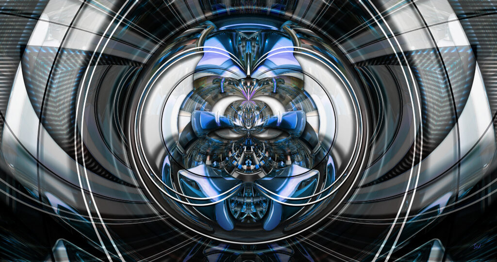 Futuristic Blue Abstract Wallpaper: 4096x2160 Symmetrical Design