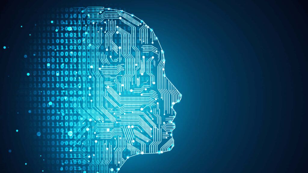 Futuristic AI Brain Wallpaper: Glowing Human Profile & Circuit Design