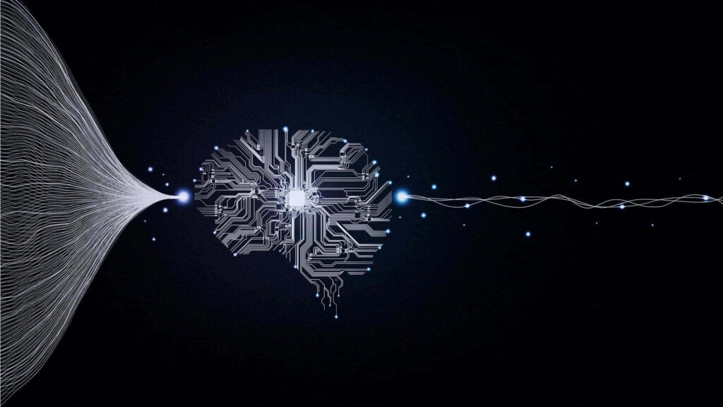 Futuristic AI Neural Network Wallpaper: Glowing Circuit Brain Design