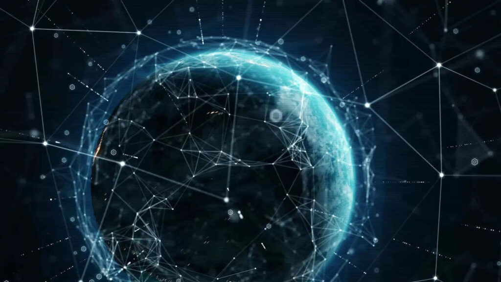 Futuristic AI Wallpaper: Glowing Earth & Network Connections in Space