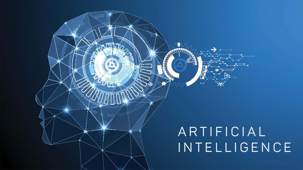 Futuristic AI Wallpaper: Polygonal Human Head & Circuit Design