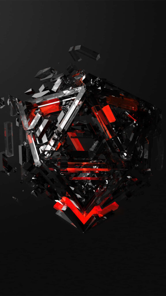 Futuristic Gaming Wallpaper: Geometric Black, Red & Gray Design