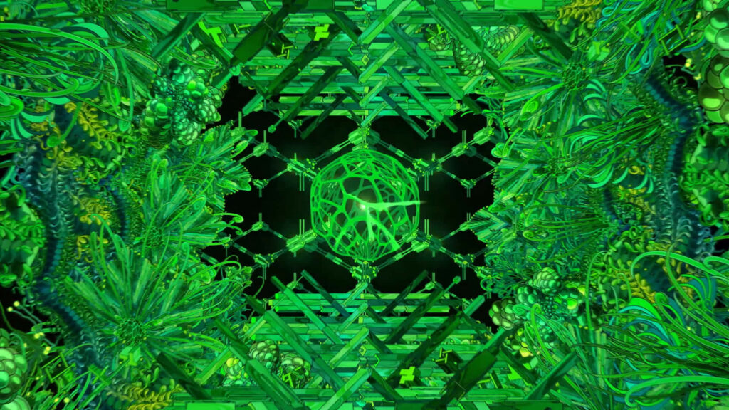 Dynamic Green Abstract Wallpaper: Complex Geometric Patterns