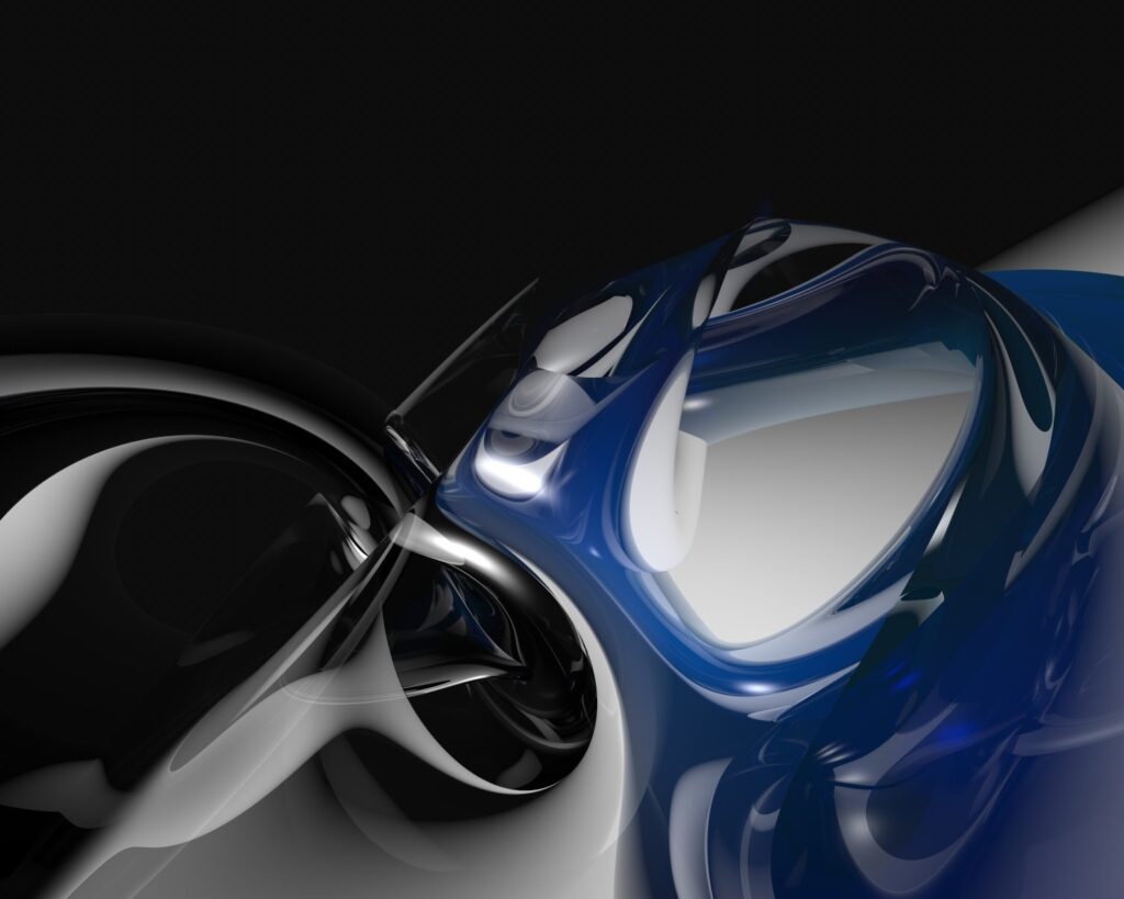 Futuristic Abstract Digital Wallpaper: Dark Twisting Shapes 1500x1200