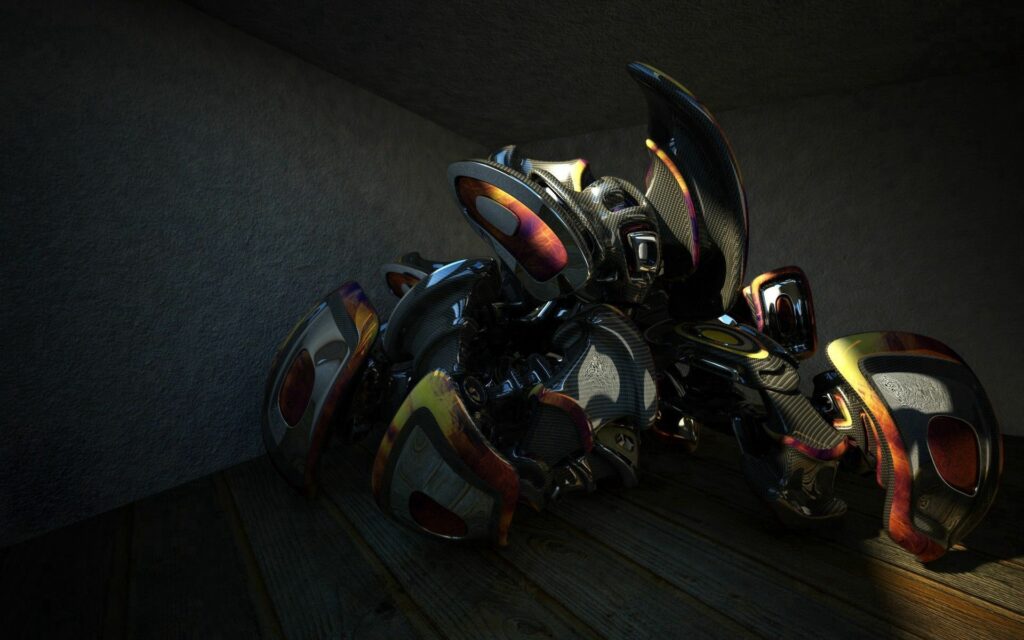Abstract Metallic Wallpaper: Futuristic Design in Dark Space