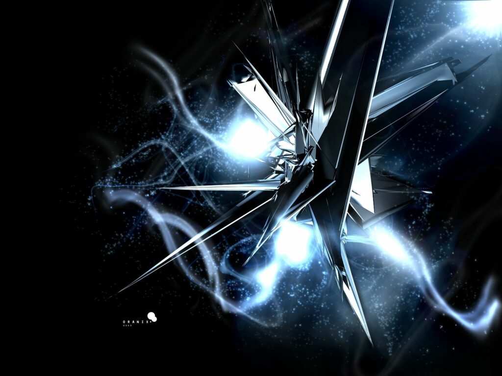 Futuristic Metallic Abstract Wallpaper in Black, White & Blue