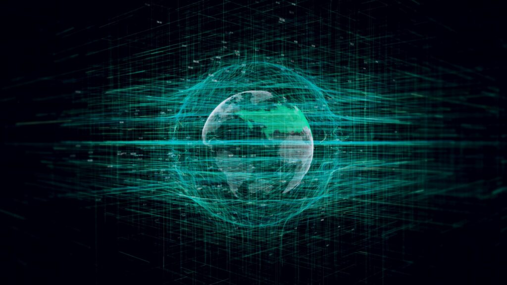 Futuristic Green Planet Wallpaper: Abstract Tech Aesthetic 3840x2160
