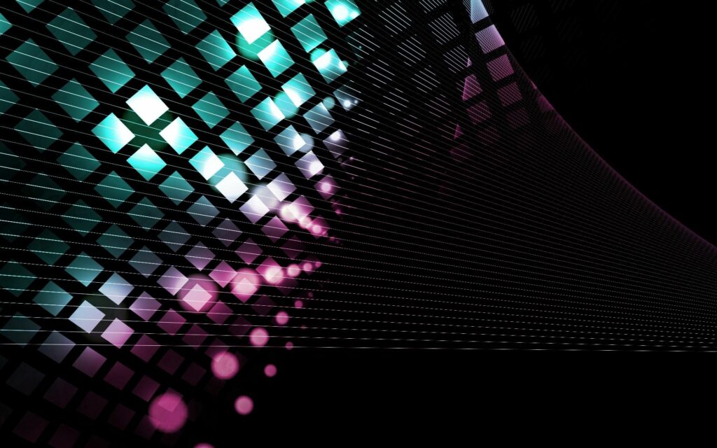 Futuristic Abstract Wallpaper: Vibrant Geometric Design in Aqua & Magenta