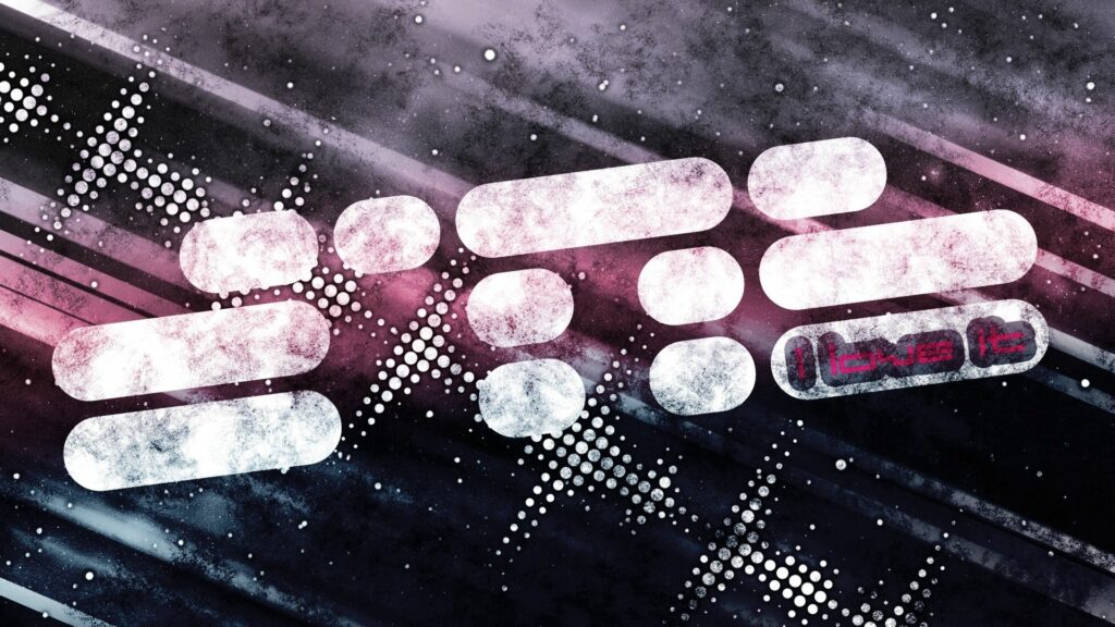 Futuristic Abstract Wallpaper: Bold Pink & White Design on Dark Background