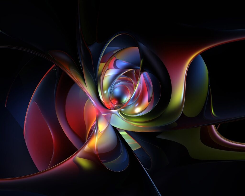 Vibrant 1500x1200 Abstract Wallpaper with Fluid Lines and Shadows