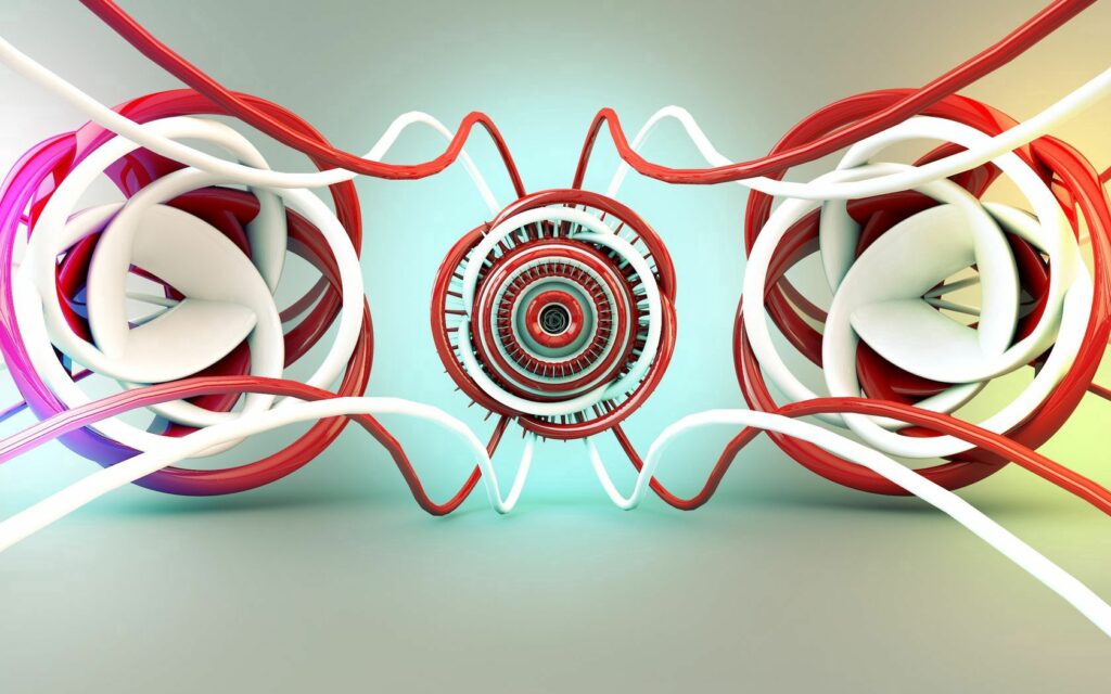 Futuristic Abstract Wallpaper with Glowing Center & Tangled Lines