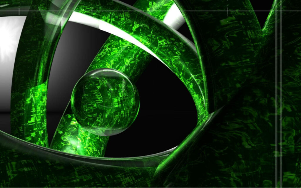 Futuristic Abstract Wallpaper: Intertwined Green Glass Structures