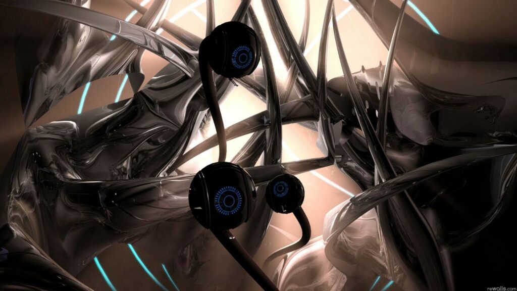 Futuristic 1920x1080 Abstract Wallpaper with Metallic & Organic Forms