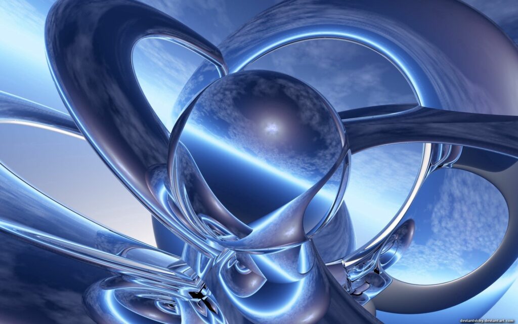 Futuristic Abstract Wallpaper: Metallic Shapes & Reflective Ball Design