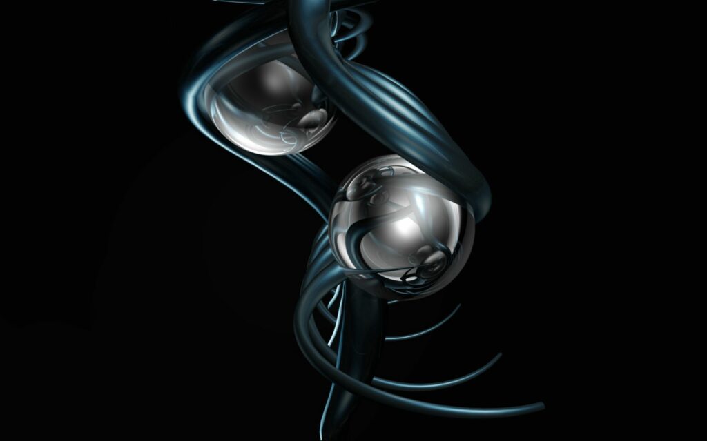 Futuristic Abstract Wallpaper: Metallic Spheres & Steel Design