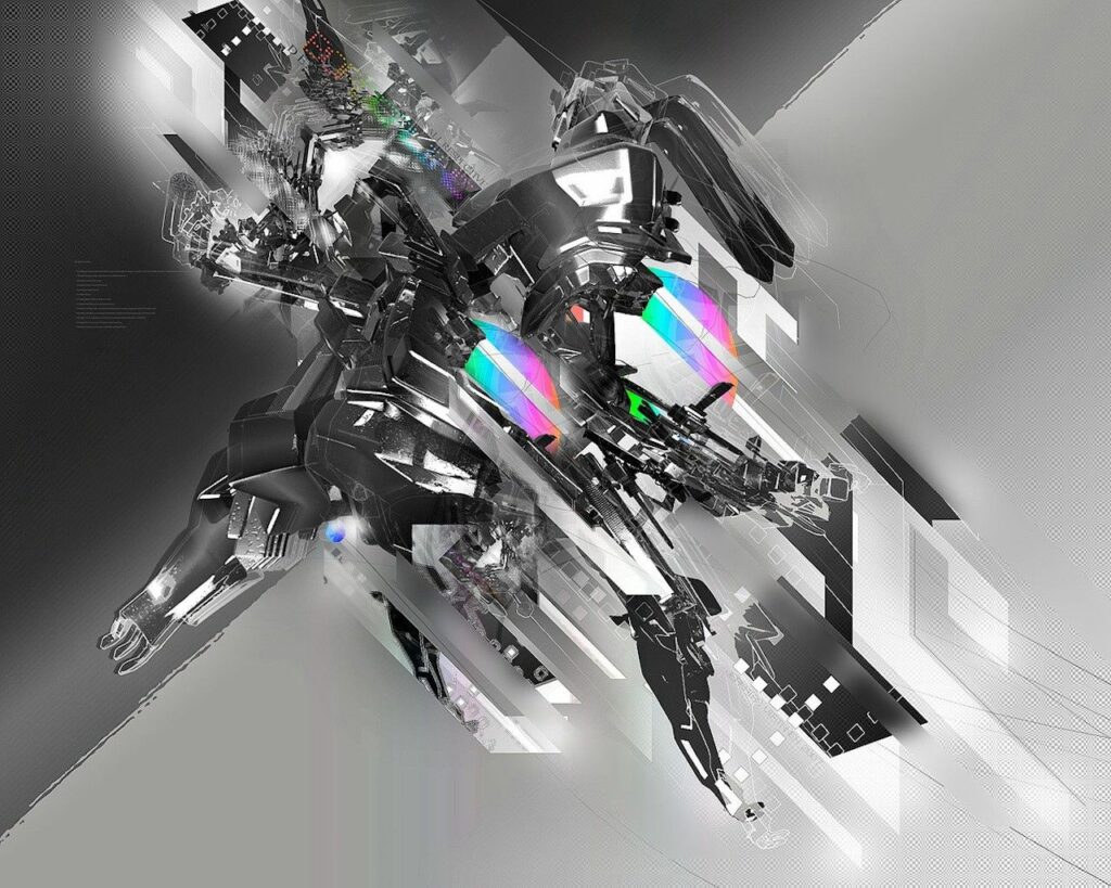 Futuristic Abstract Wallpaper: Robotic Design with Glow Effects