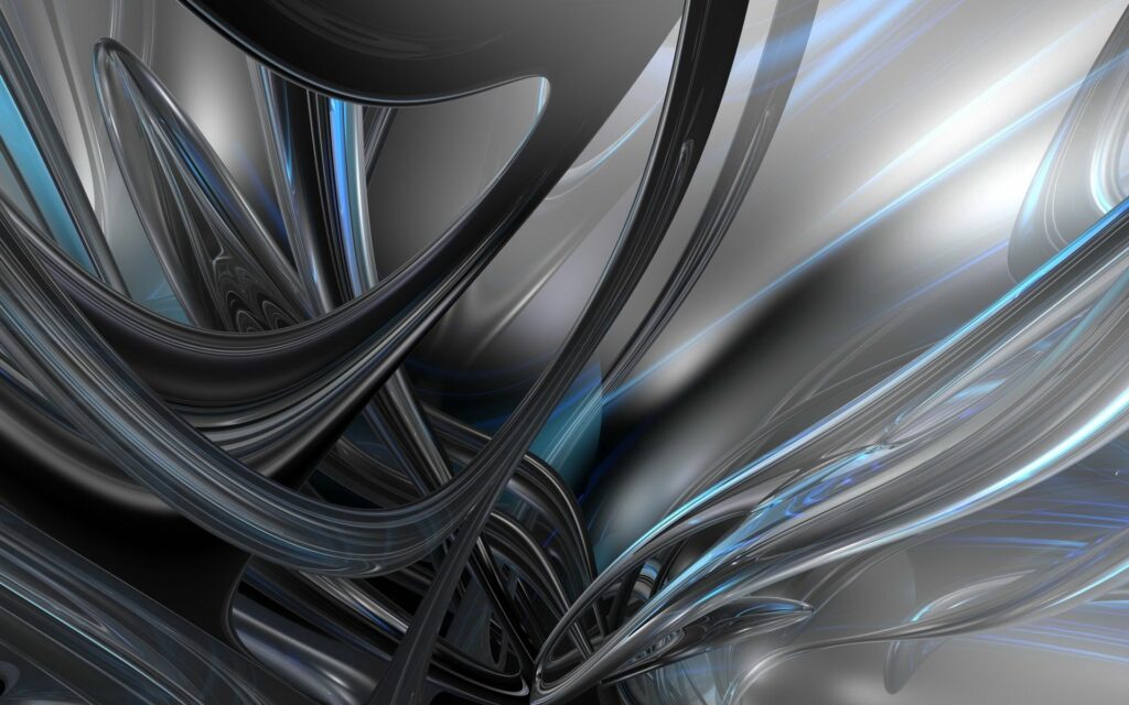 Futuristic Abstract Wallpaper: Black, Gray & Silver Curves 1920x1200