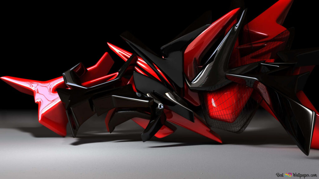 Futuristic Angular Abstract Wallpaper in Red & Black for Gaming