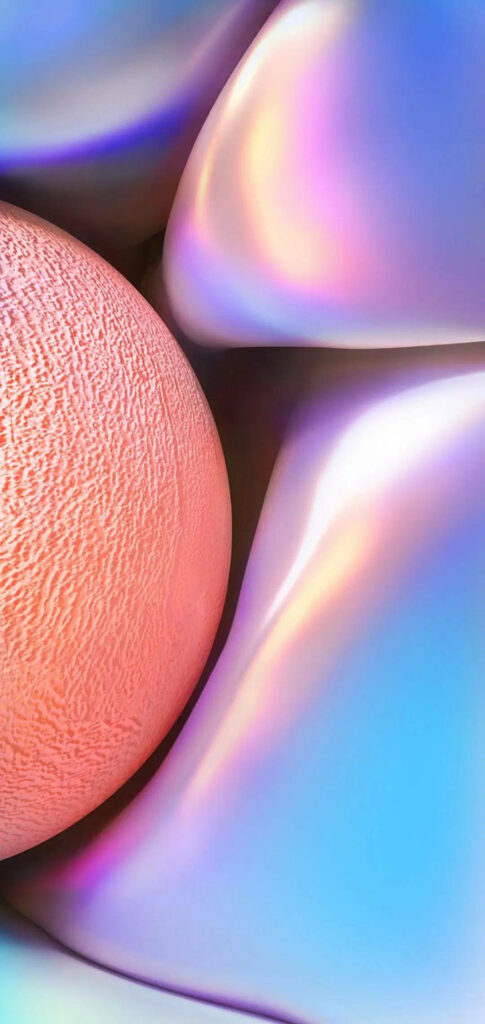 Futuristic Abstract Wallpaper: Textured Sphere & Iridescent Hues