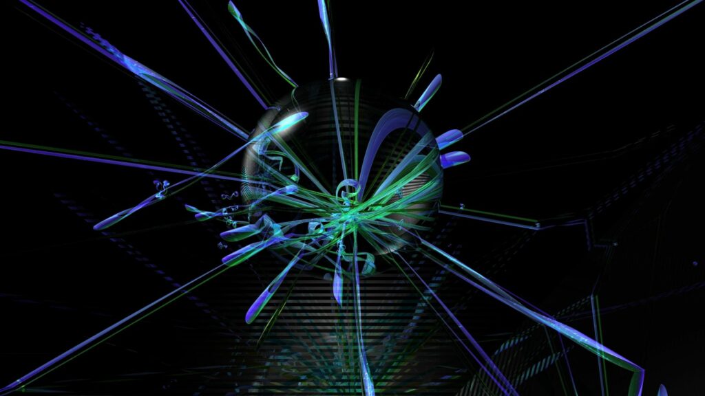 Vibrant Abstract Digital Wallpaper with Glowing Sphere Design