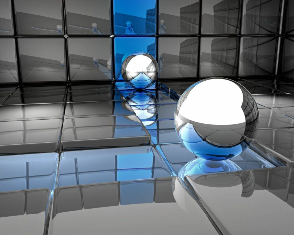 Futuristic Abstract Wallpaper with Reflective Spheres and Glossy Depth