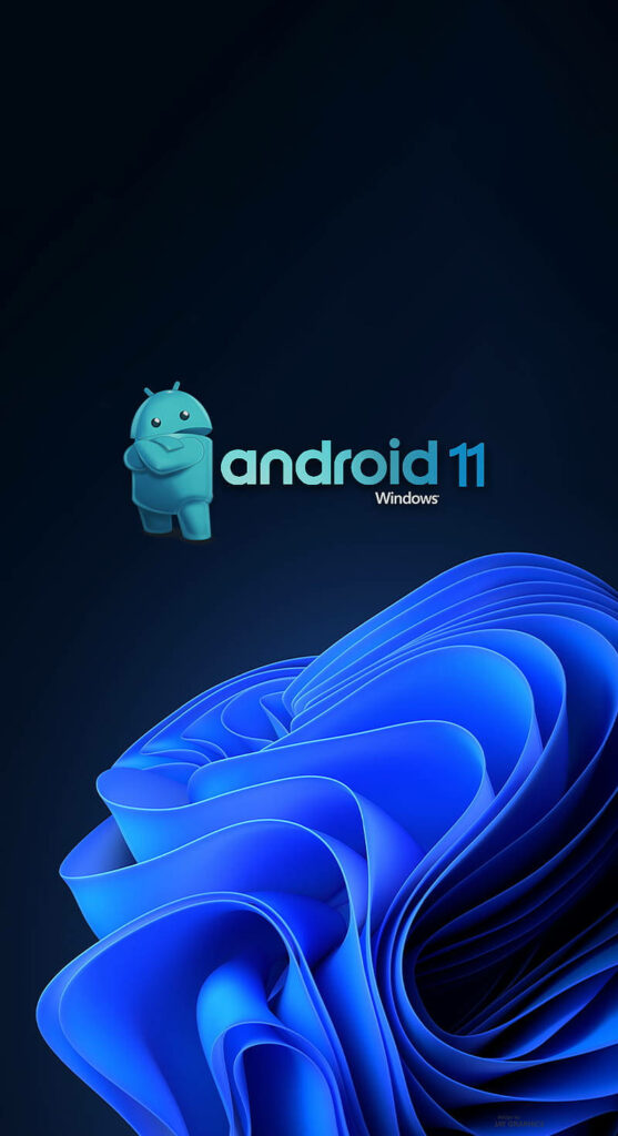Folded Blue Paper Art Enhances the Android 11 Logo in a Stunning Background Image Wallpaper