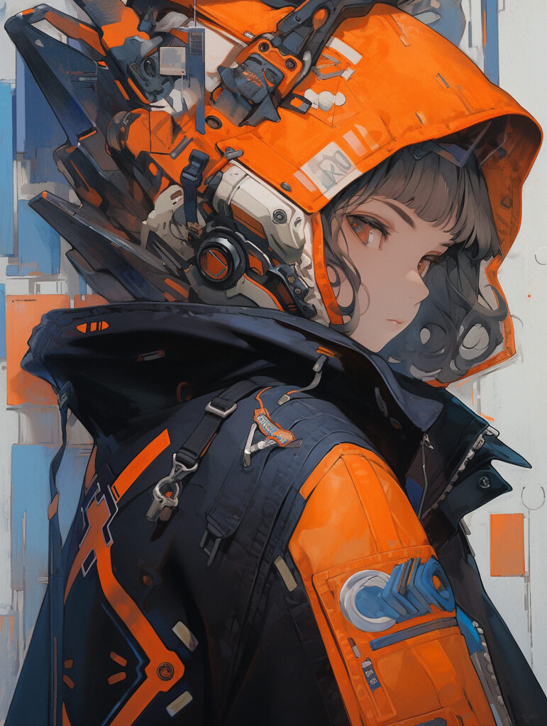 Futuristic Anime Girl Wallpaper with Mechanical Sci-Fi Elements