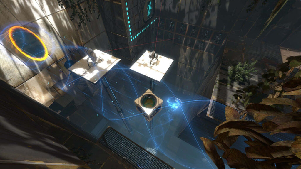 Futuristic Aperture Science Wallpaper: Mysterious Lab with Portals