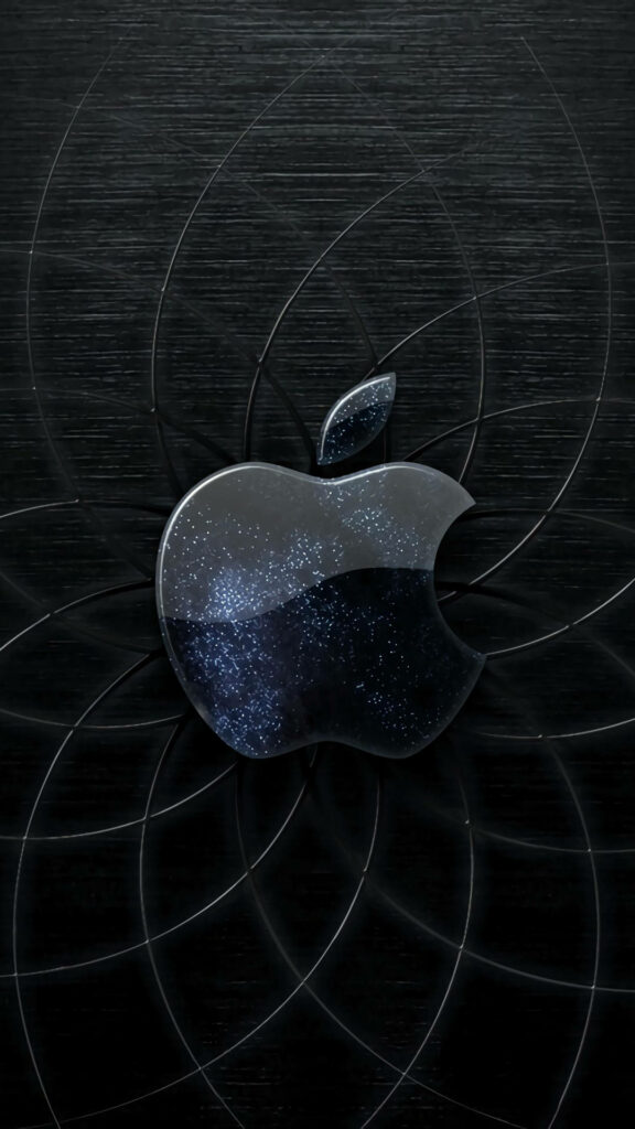 Sleek Galaxy S4 Wallpaper: Glossy Apple Logo with Starry Texture