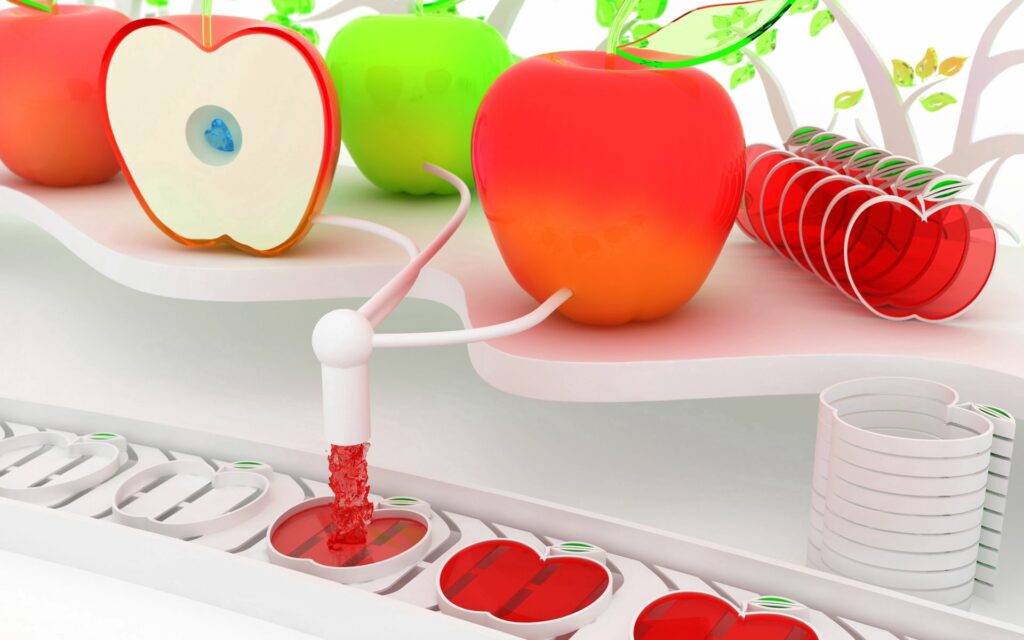 Futuristic Apple Wallpaper: Nature Meets Tech in Vivid Colors