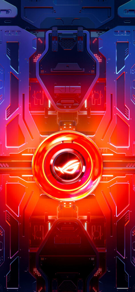 Futuristic Asus ROG wallpaper glowing red circle metallic tech patterns gaming background