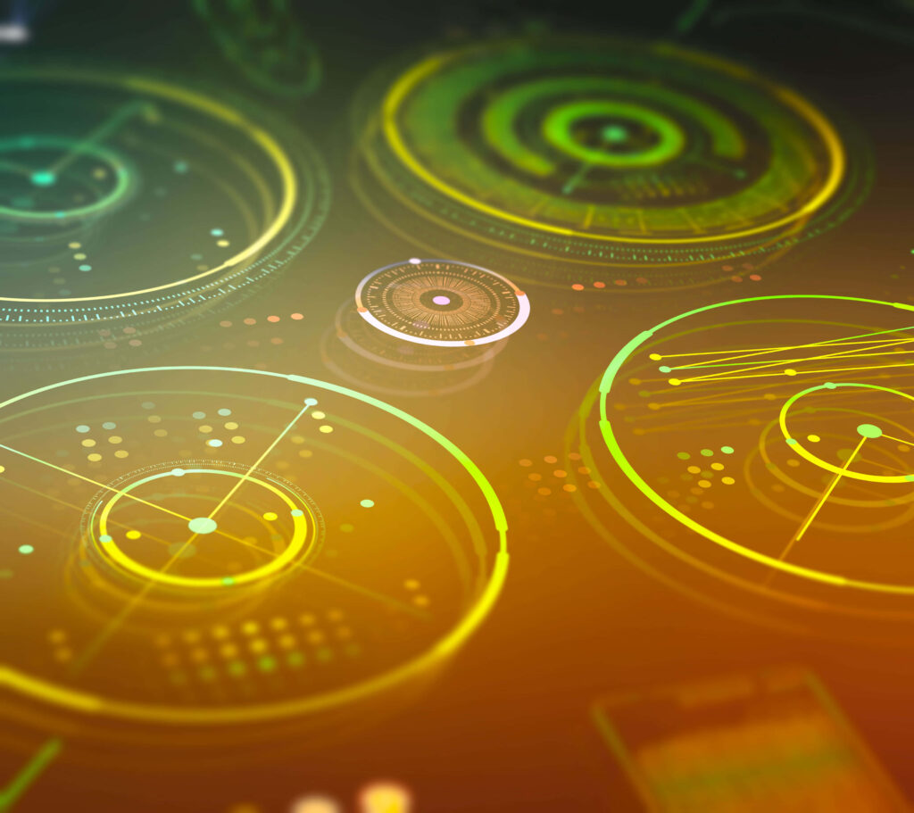 Futuristic AR Wallpaper: Neon Green & Yellow HUD Design Background
