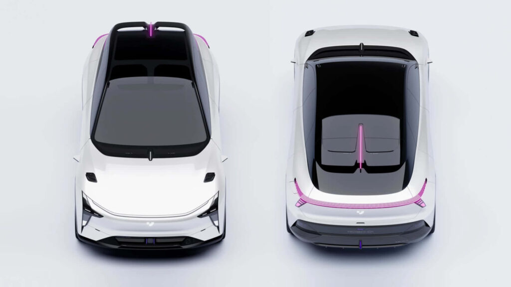 Futuristic autonomous vehicle on minimal urban background showcasing modern transport innovation Wallpaper