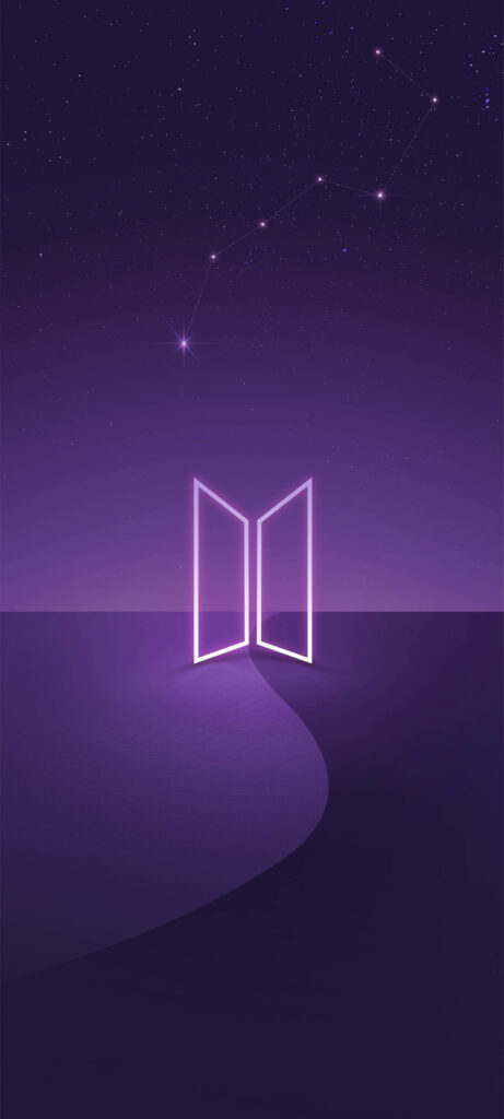 Futuristic BTS Logo Wallpaper for Samsung S20 FE - Glowing Purple Design