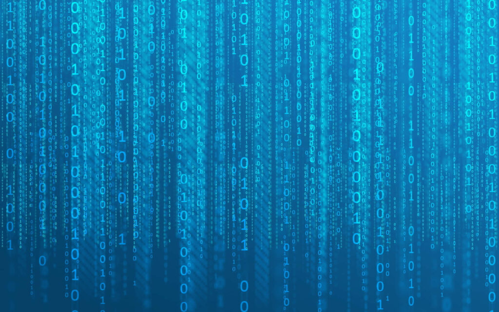 Futuristic Blue Binary Code Wallpaper Background for Tech Aesthetic