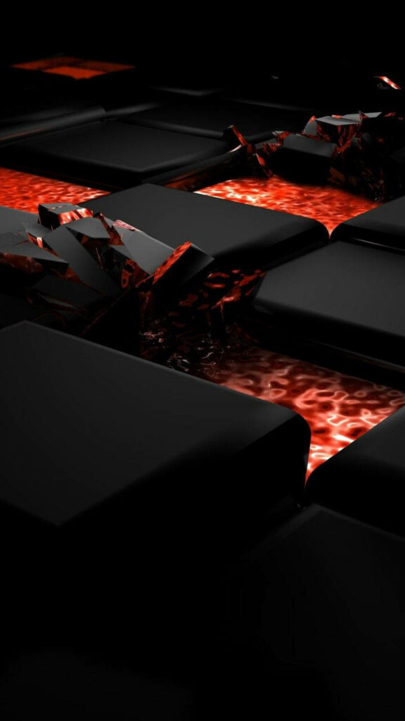 The Enigmatic Interplay of Black Platforms and Revealing Red Elixir: Mesmerizing Mobile 3D Background Wallpaper