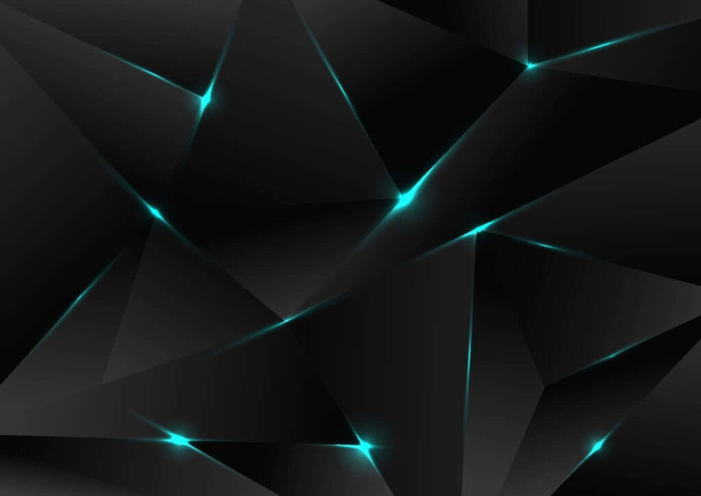 Futuristic Abstract Wallpaper: Black Polygons & Vibrant Blue Edges