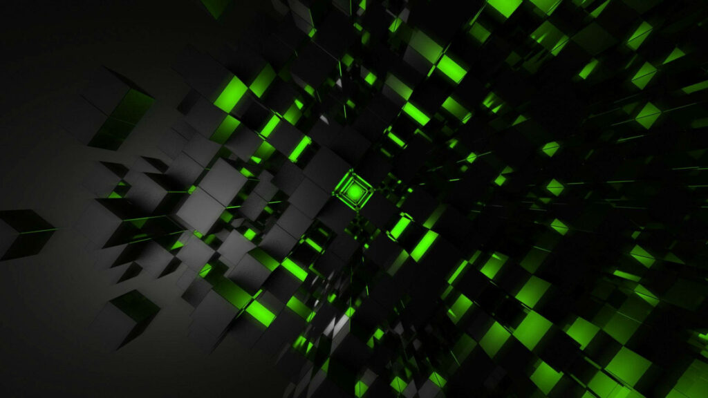 Futuristic Black and Green Cube Wallpaper - Dynamic Abstract Background