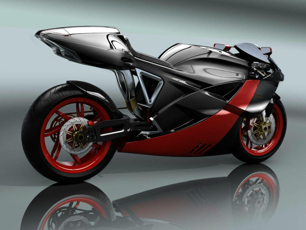 Futuristic Black and Red Superbike Wallpaper for Racing Fans