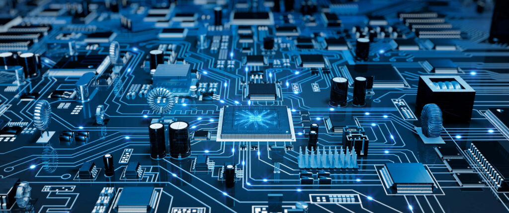 Futuristic Blue Circuit Board Wallpaper: Technology & Innovation