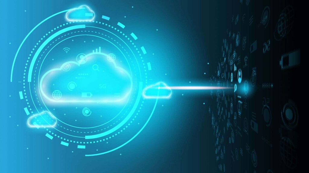 Futuristic Blue Cloud Tech Wallpaper: Innovation & Virtual Connectivity