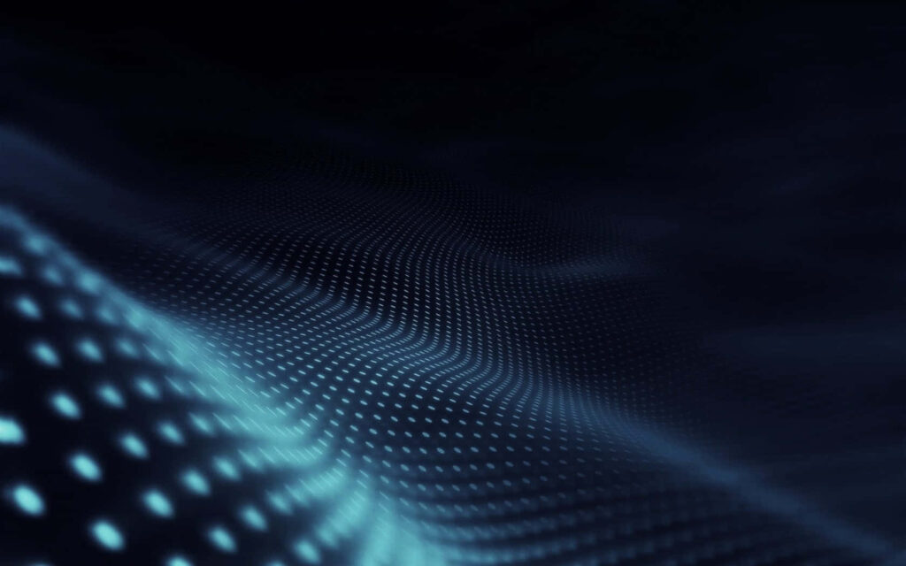 Futuristic Blue Dot Wave Wallpaper on Dark Background - Dynamic Design